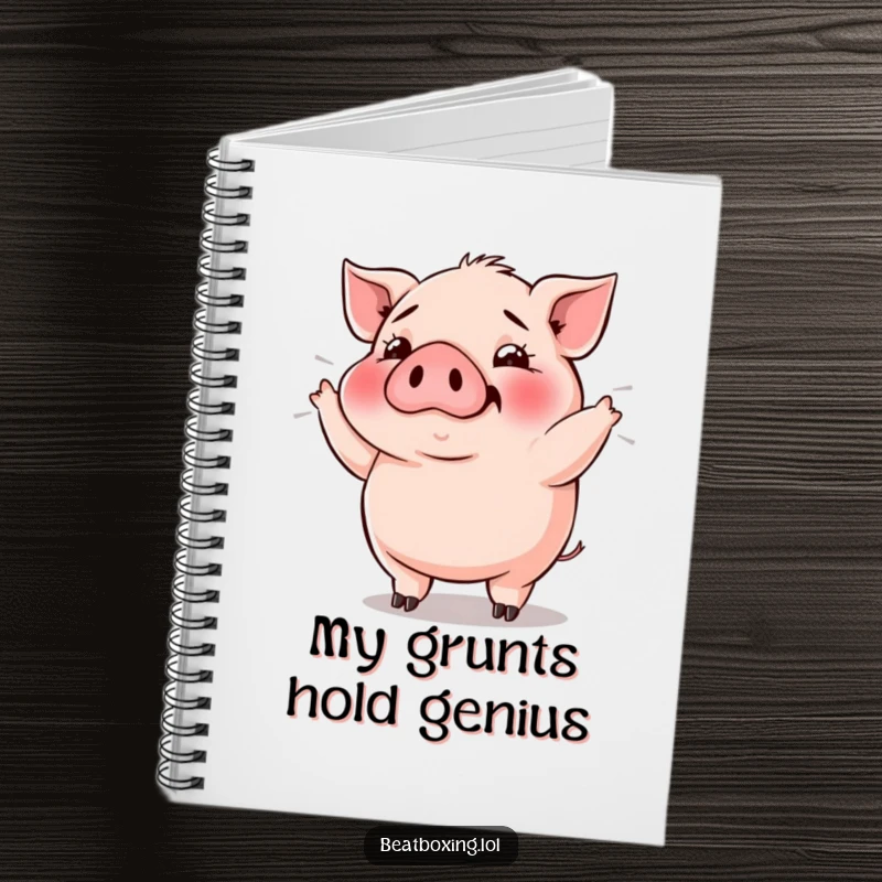 Funny Pig Bass Drop Notebook: Plump pig grunting rhythmically, bass vibrations, perfect for writing music or notes.