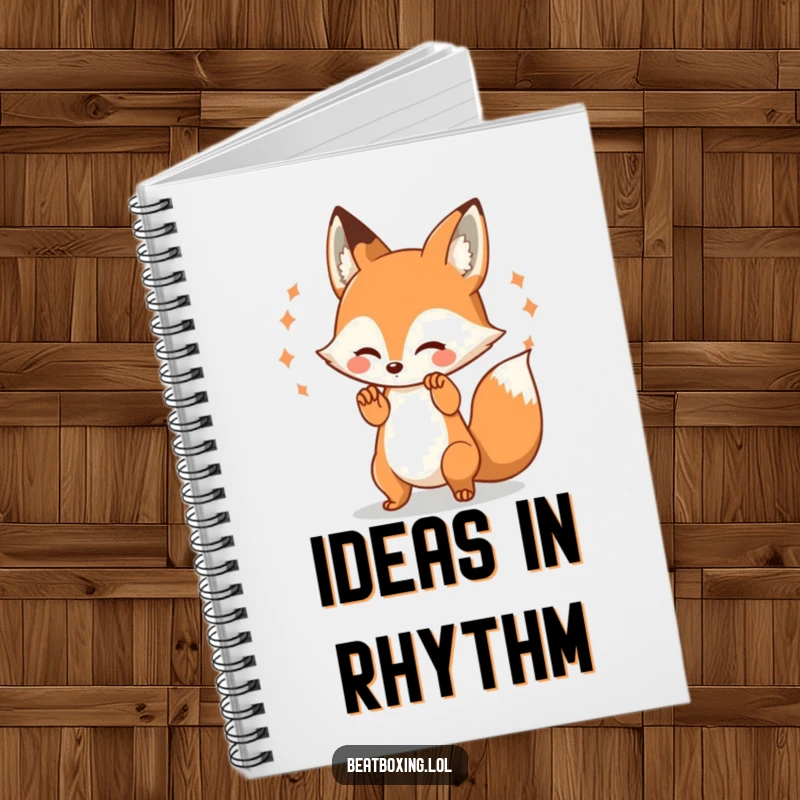 Funny Fox Notebook: A playful fox character beating its paws rhythmically, creating visual pulses, perfect for note-taking.