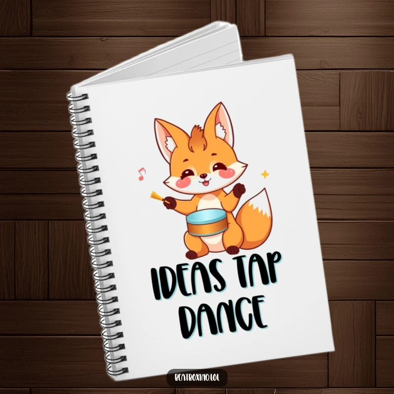 Funny Fox Notebook: A cheerful fox rhythmically drums on its head with its paws, great for jotting down ideas.