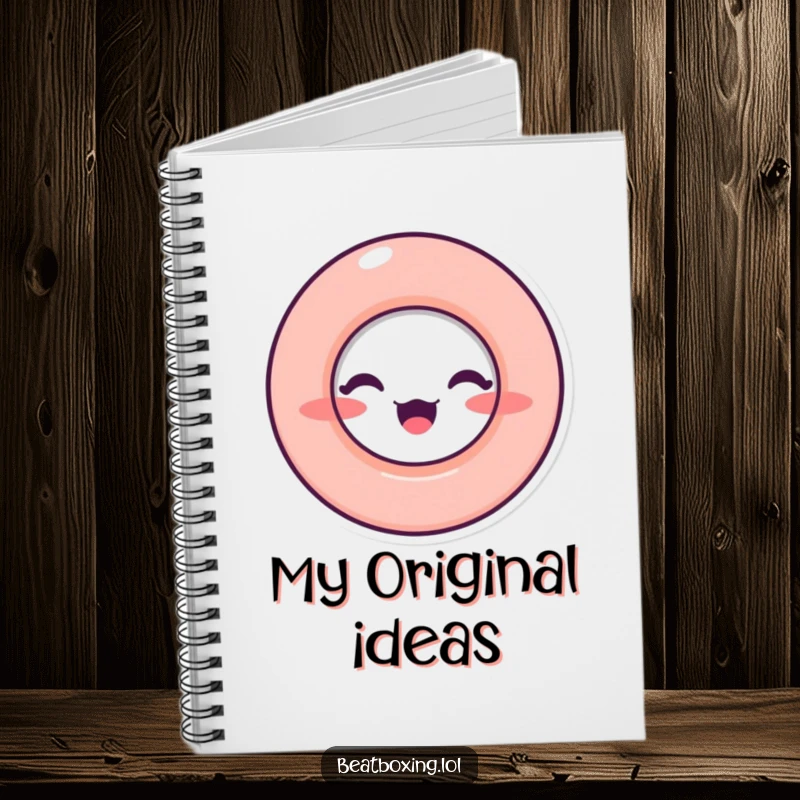 Funny Notebook cover featuring a character with a circular 'O' mouth, symbolizing sound and ideal for writing and sketching.