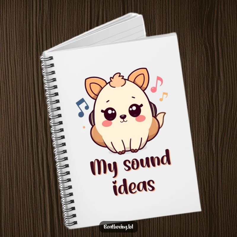 Funny Notebook cover showcasing an animal character playing music with notes and sound waves, perfect for writing and drawing.