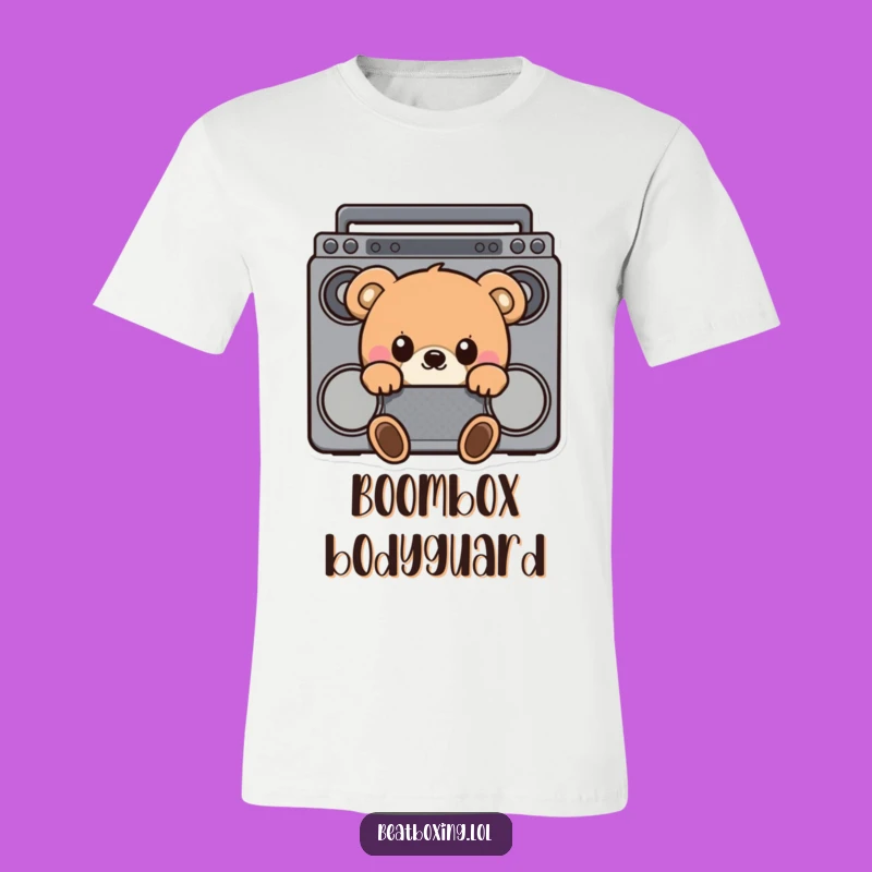 Funny Curious Bear Boombox T-Shirt - Awesome Musical Gift for Him & Her