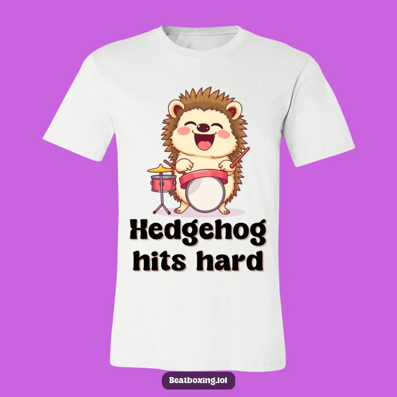 Funny Laughing Hedgehog Drummer T-Shirt - Rock Out Fun