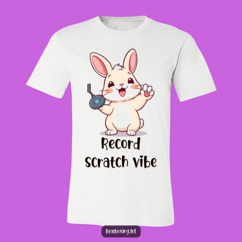 Funny Rabbit Record Scratch T-Shirt - Cool DJ Tee for Music Fans