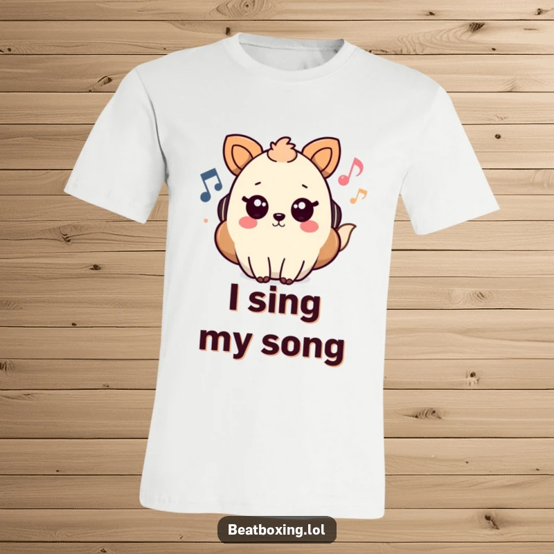 Funny T-Shirt featuring a charismatic animal character emitting musical notes and flowing sound waves, a true music lover's delight.