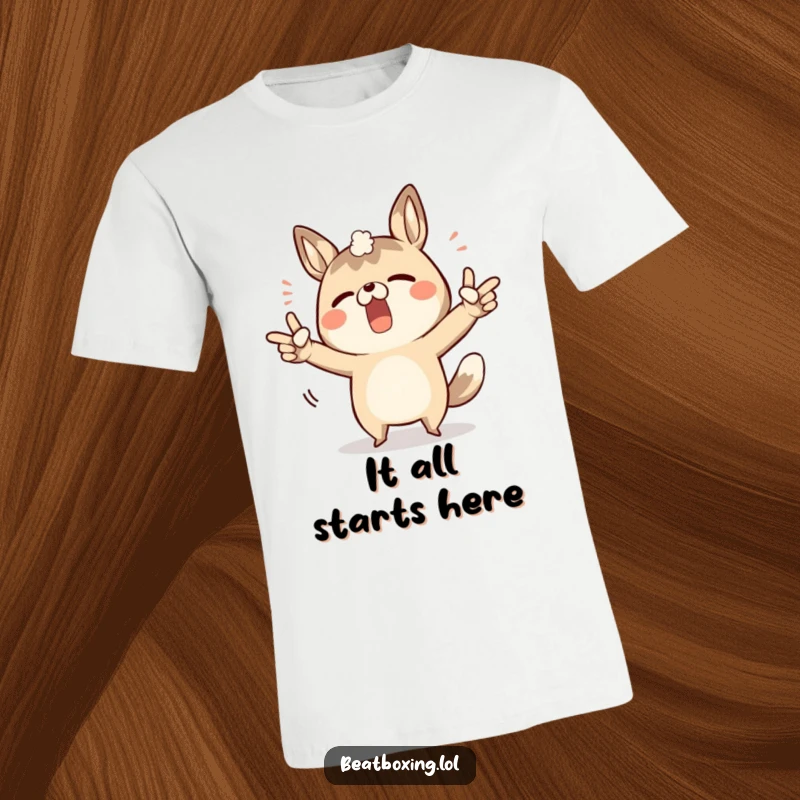 Funny t-shirt featuring a determined animal energetically using its body to produce distinct sound effects.