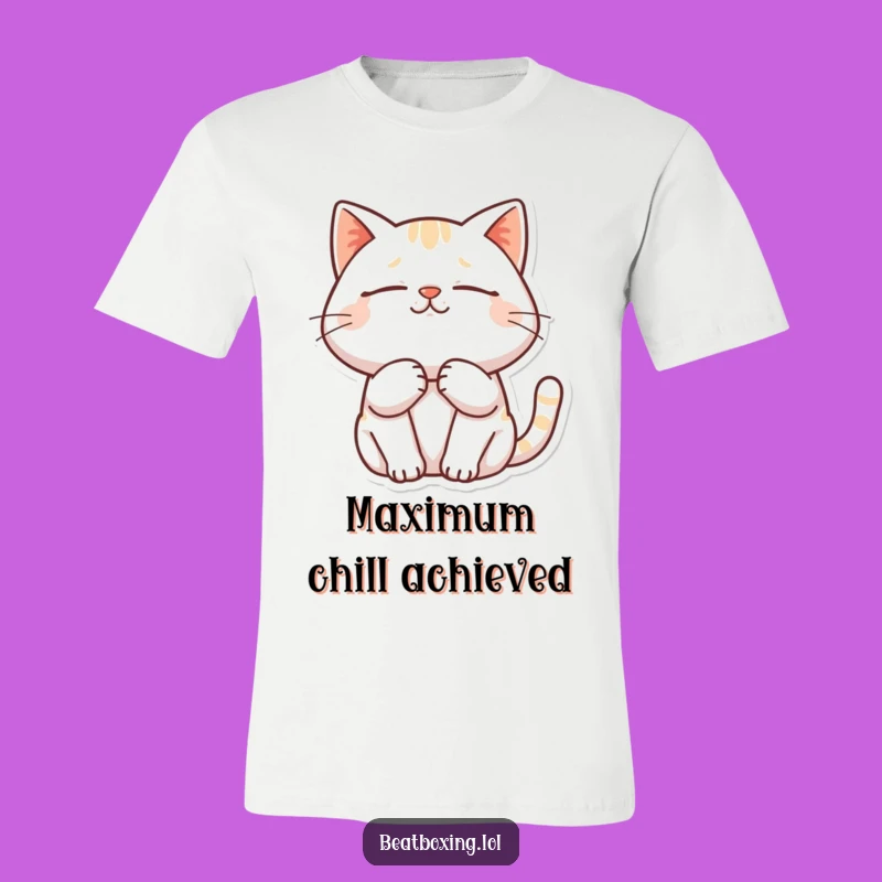 Funny T-Shirt: Contented Purring Cat - Cozy & Relaxed Humor Tee