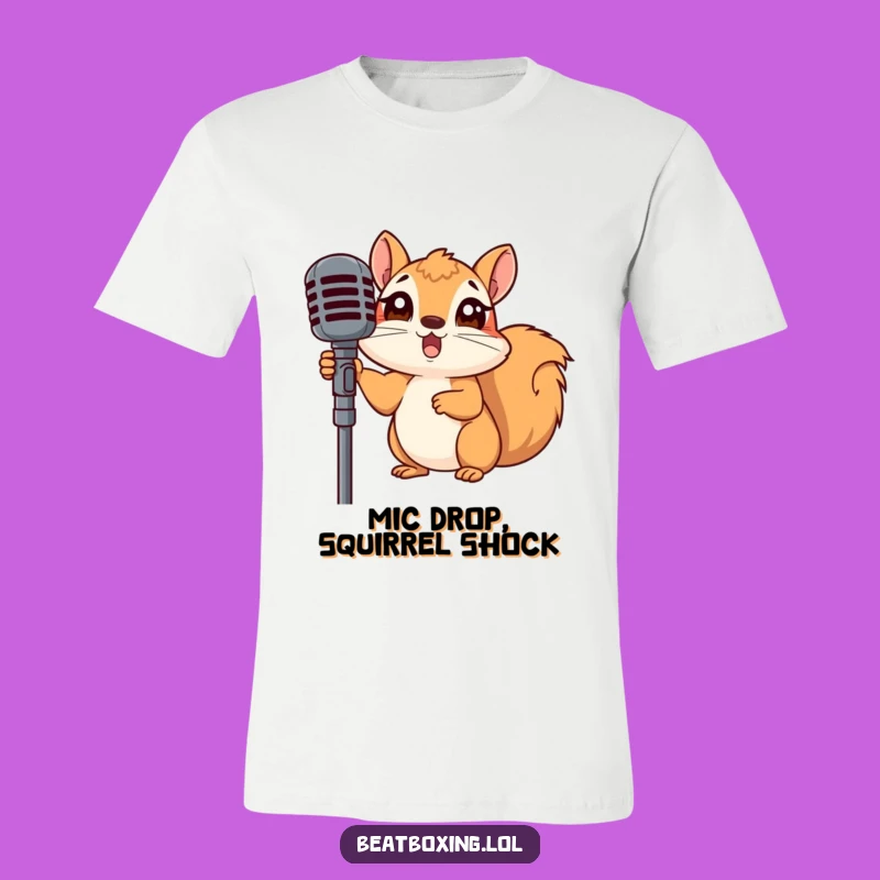 Funny Surprised Squirrel Mic Tee - Rock Star Shock Gift