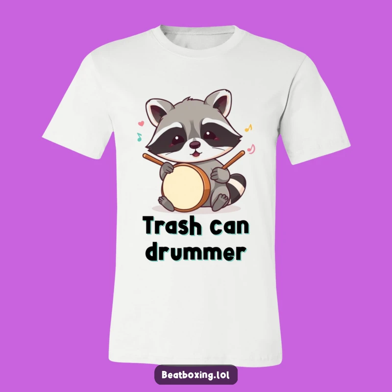 Funny Raccoon Drummer T-Shirt: Mischievous Paws, Hilarious Music Gift