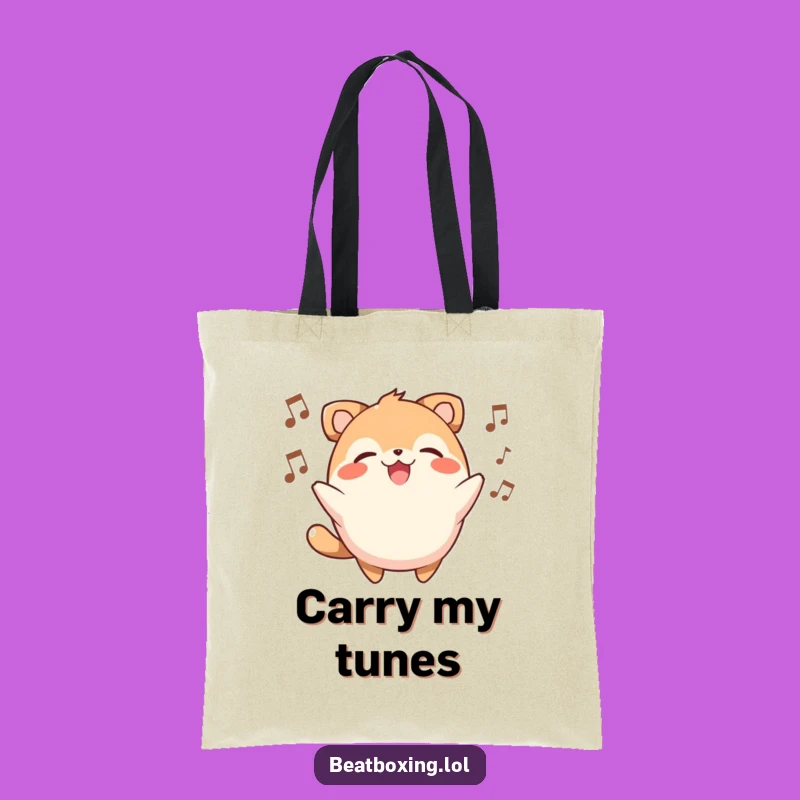 Funny Beatbox Animal Tote Bag: Carry Your Tunes with a Smiling Character