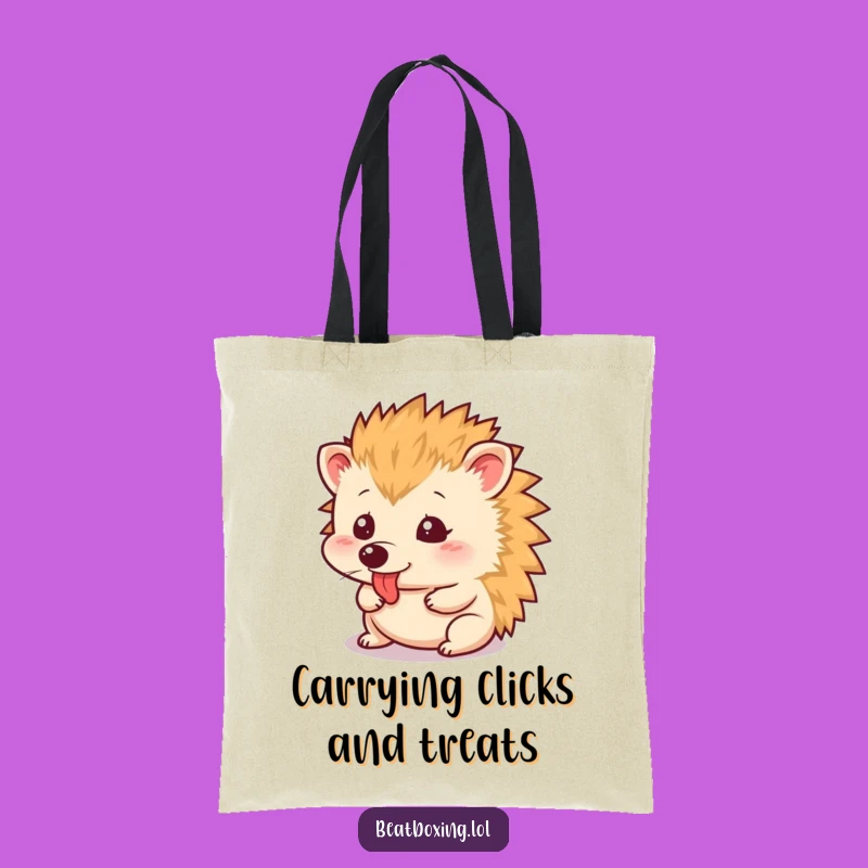 Funny Hedgehog Tongue Click Tote: Carry Your Essentials with Animal Charm