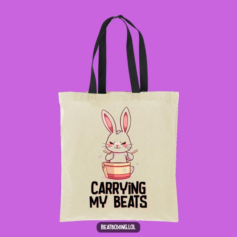 Funny Drumming Rabbit Tote Bag: Carry Your Beat Anywhere! A Musical Funny Gift.