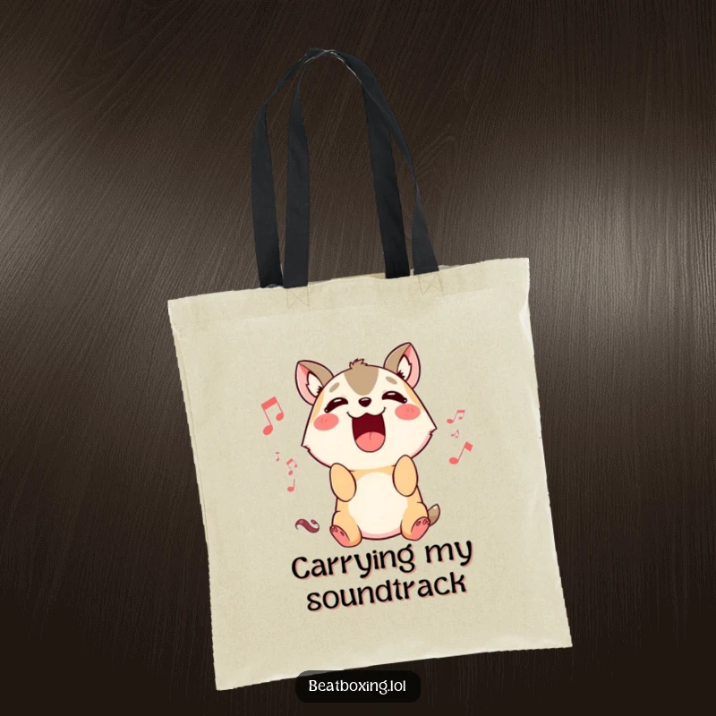 Funny Animal Sound Tote Bag: A cute animal character sings loudly, carrying humor and musical vibes.