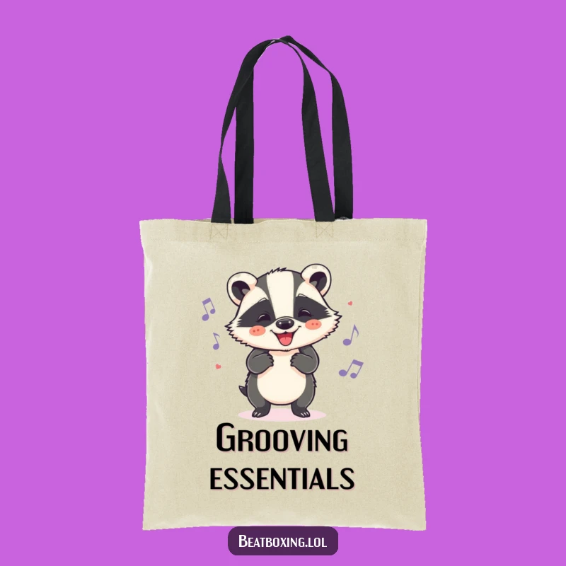 Funny Badger Groove Tote Bag: Cheerful Head Nods, Humorous Music Gift