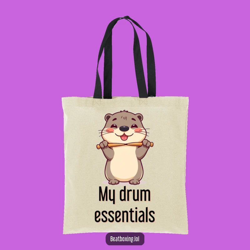 Funny Otter Drumsticks Tote Bag - Carry Your Rhythm in Style