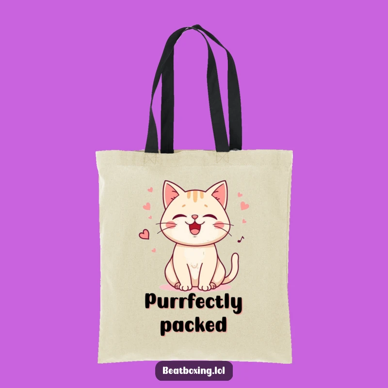 Funny Purring Cat Tote Bag: Carry Your Catitude in Style! A Chic Funny Gift.