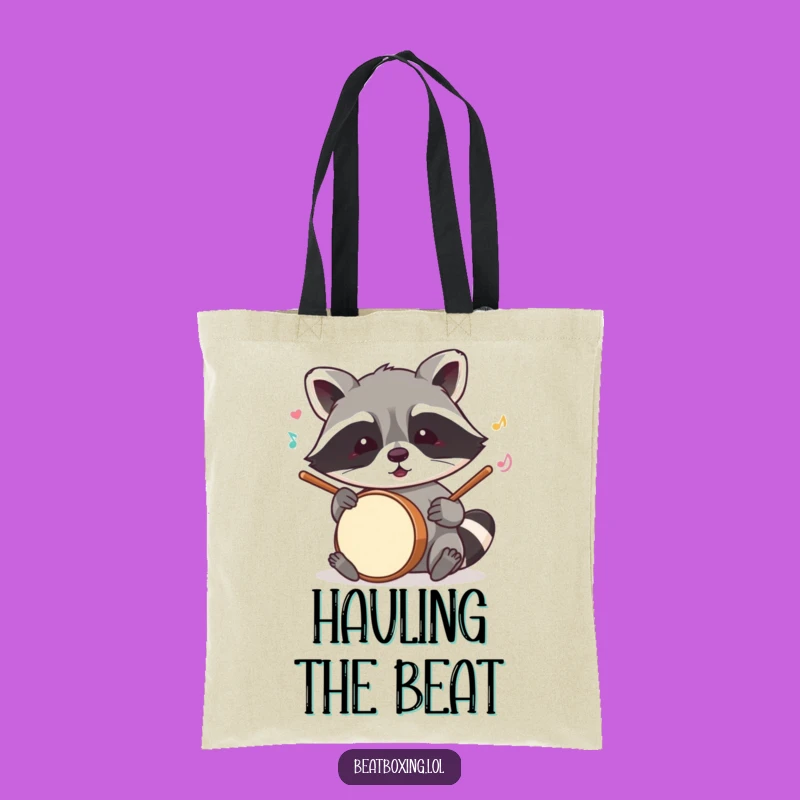Funny Raccoon Drummer Tote Bag: Mischievous Beat, Humorous Music Lover Gift